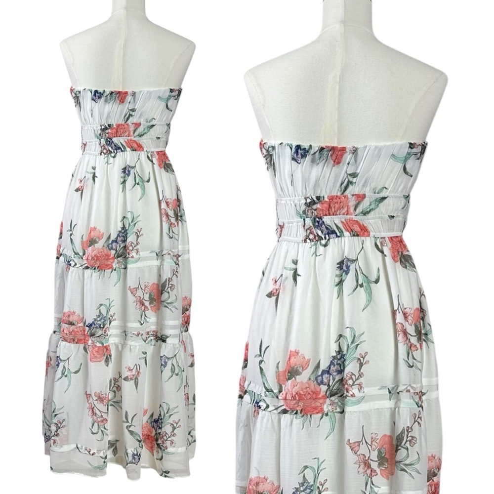 Anthropologie The Somerset Strapless Maxi Dress Ivory Floral Size Small NWT - Picture 11 of 15